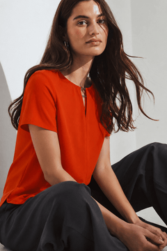 Keyhole Blouse in Rust Orange - Size: S/M