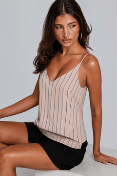 Striped Cami Top in Chalk Pink- Size: S