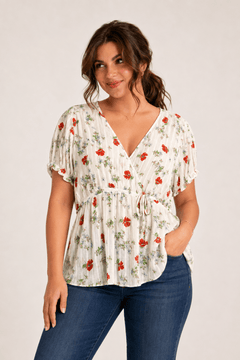 White  Metallic Blouse in Cotton- Size: XXL