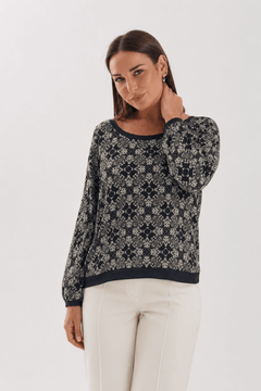 Black Geometrical Pattern Top - Size: S/M