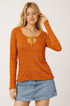 Orange Top with Front Tie Detail- Size: S/M