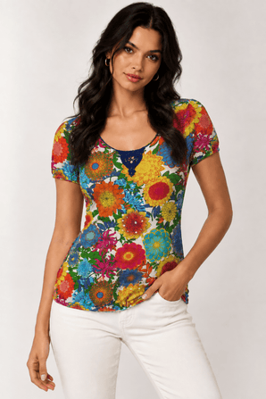 Colorful Sequin Top in Cotton- Size: S