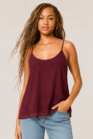 Criss-cross back Tank Top in Burgundy- Size: M