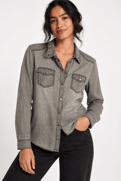 Grey Studded Shirt in Cotton Size: M