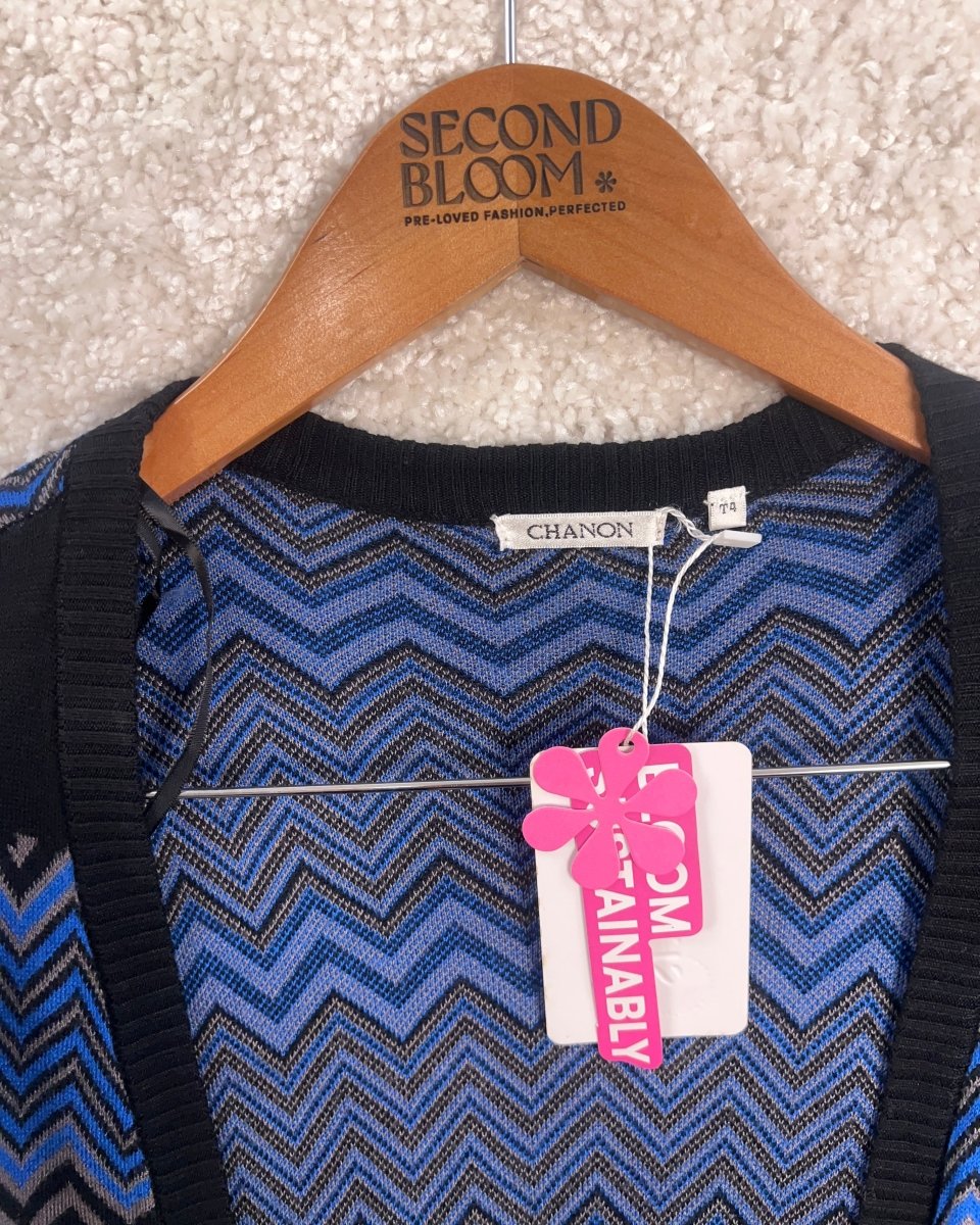 Zigzag Pattern Cardigan in Viscose - Size: L — measurements