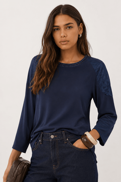 ♦︎  Beaded Silk Blouse - Size: S/M