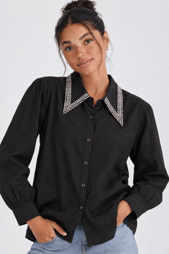 ♦︎ Black Embellished Shirt - Size: L