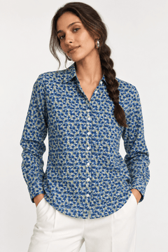 ♦︎ Blue Floral Shirt - Size: M