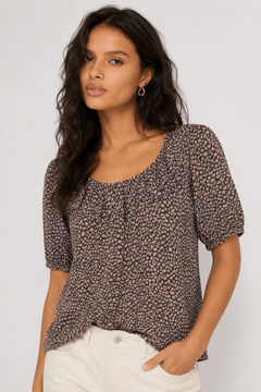 Chiffon Leopard Print Blouse - Size: S/M