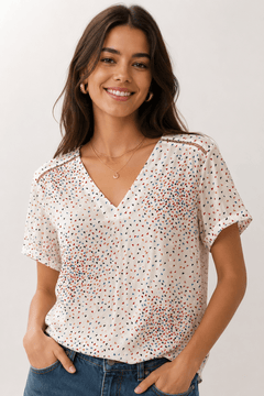 Colorful Triangle Pattern Blouse - Size: S