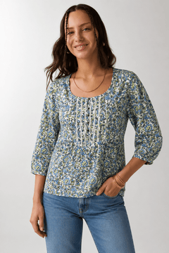 Cotton Blouse with Delicate Front Pleating- Size: M