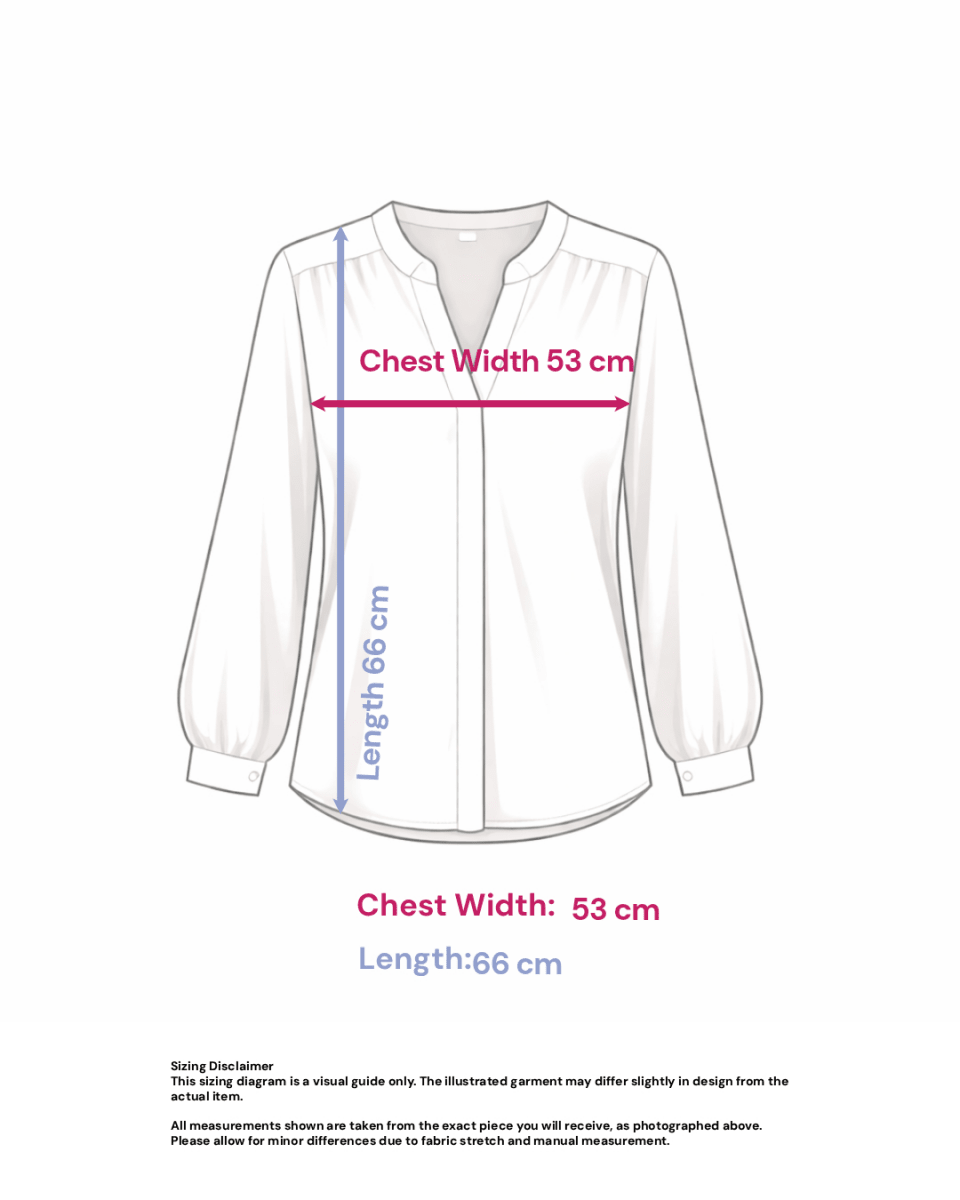 Cotton Blouse with Delicate Front Pleating- Size: M — measurements