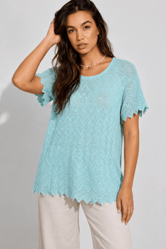 Crochet Knit Overlay Top - Size: XL