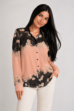 Dip-Dyed Effect Chiffon Blouse - Size: S/M