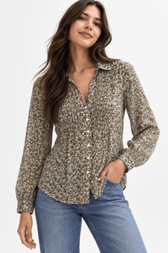 Ditsy Floral Blouse in Muted Tones- Size: XS