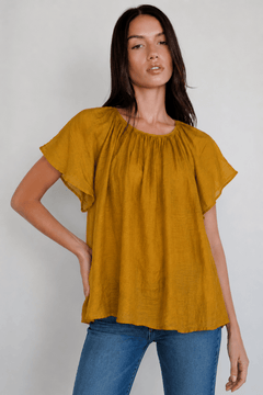 Gathered Neck Blouse in Viscose Blend- Size: M