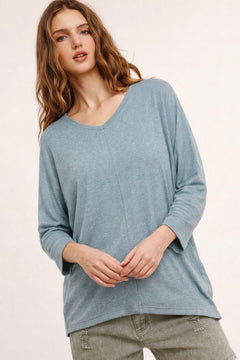 Viscose Blend Knit Sweater in Muted Teal- Size: S/M