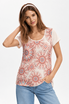 Mandala Print Tee in Cotton- Size: S/M