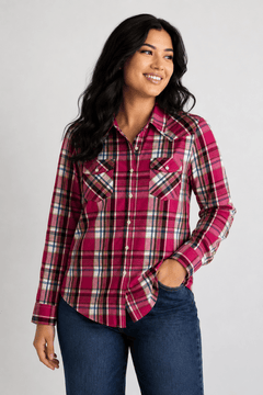Plaid Western Shirt in Vibrant Colors- Size: M