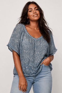 Sheer Henley Blouse in Soft Blouse - Size: XL