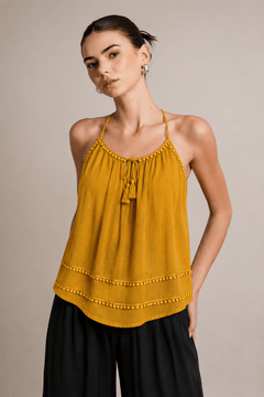 Tasseled Cami  in Mustard Yellow- Size: M