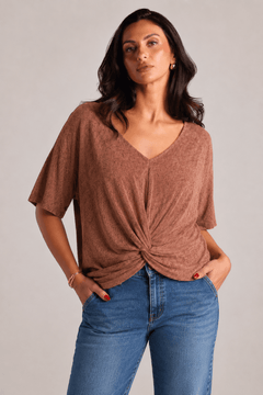 Textured Twist-Front Top - Size: XXL