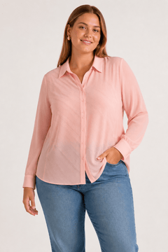 Vivid Pink Blouse with Shimmer - Size: L