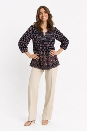 Boho-inspired Blouse in Pure Viscose- Size: S