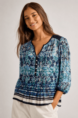 Casual Sheer Blouse in Aqua Blue- Size: M/L