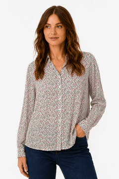 Micro Floral Pattern Blouse in Cotton  - Size: M/L