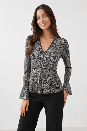 Monochrome Blouse with Embellishment - Size: S/M