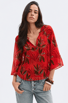 Tropical Leaf Print Cover-up -Size: S