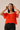 Wide Neckline Blouse in Red Orange Tone- Size: Fits XL/XXL
