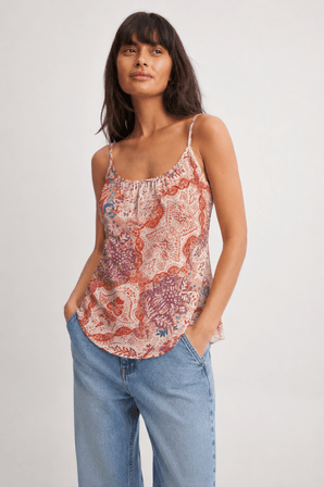 Abstract print camisole in Rust- Size:M/L