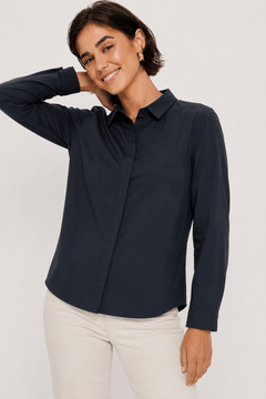 Black Long Sleeve Collared Shirt - Size: M