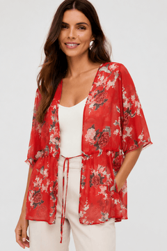 Blossom Print Floral Kimono - Size: XL