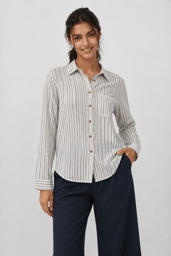 Casual Striped Shirt in Cotton - Size: S/M