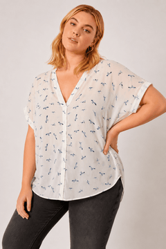 Seagull Print Blouse  in Viscose- Size: XXL