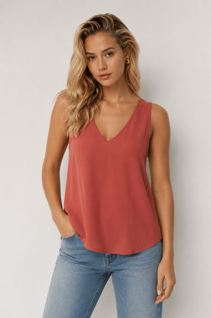 V-Neck Top in Warm Earthy Color- Size: M/L