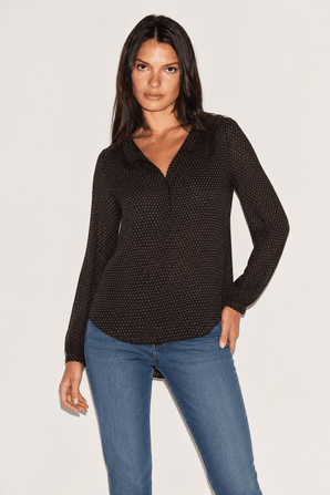 All Viscose Blouse with Tiny Polka Dots - Size: M