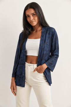 Blue Paisley Kimono Jacket - Size: S/M