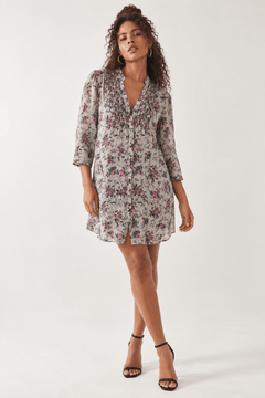 Romantic Mini Dress in Grey Background- Size: M