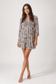 Romantic Mini Dress in Grey Background- Size: M