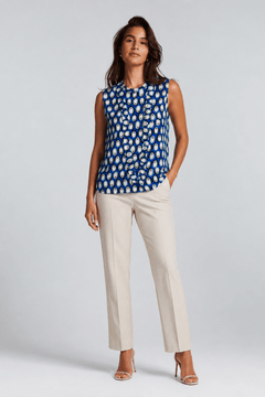 Tie Front Abstract Pattern Blouse - Size: S