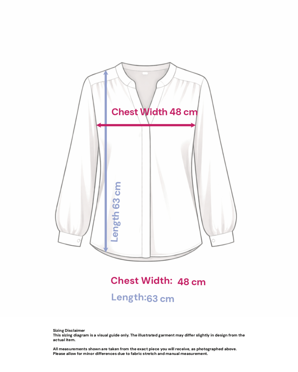 Complex Pattern Sheer Blouse - Size: XS — measurements