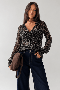 ♦︎  Sequin  Sheer Blouse - Size: S