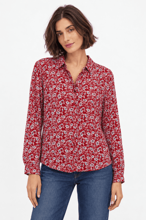 Organic Cotton Shirt in Deep Red- Size: M/L