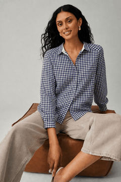 Simple Check Shirt in Breathable Cotton - Size: M/L