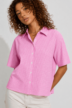 Short-sleeve Shirt in Lollipop Pink  - Size: M/L