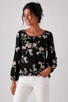 ♦︎ Black Floral Blouse - Size: S